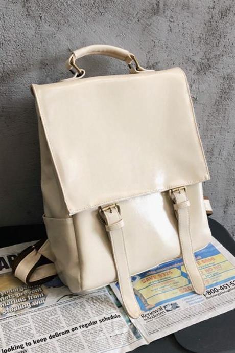 Cream Simple Vintage Solid Color Backpack