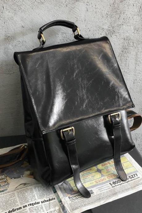 Black Simple Vintage Solid Color Backpack