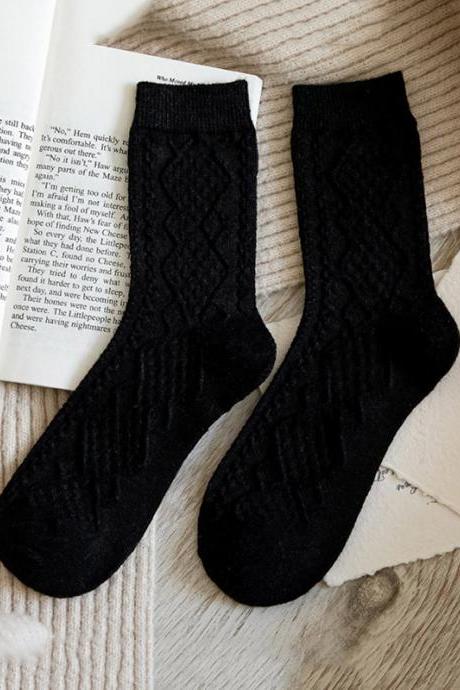 Black Vintage Jacquard Knitting Socks