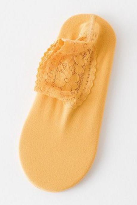 Yellow Original Lace Embroidered Socks