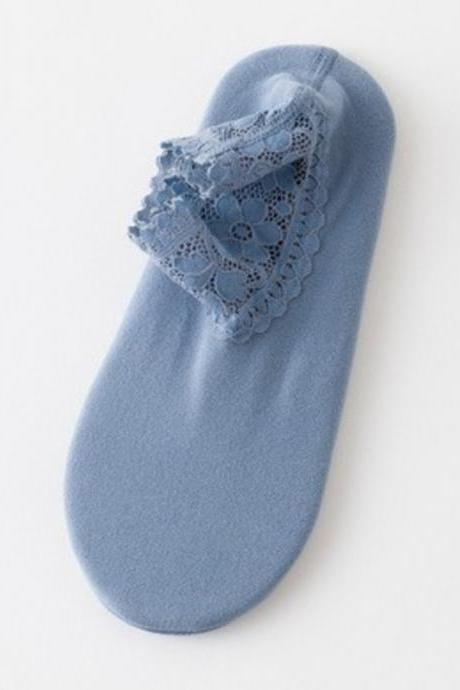 Blue Original Lace Embroidered Socks