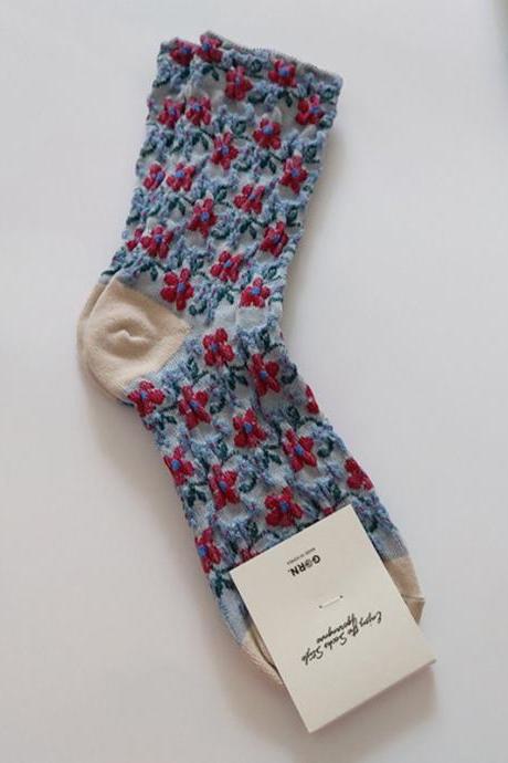 Cream Vintage Artistic Retro 4 Colors Knitting Socks