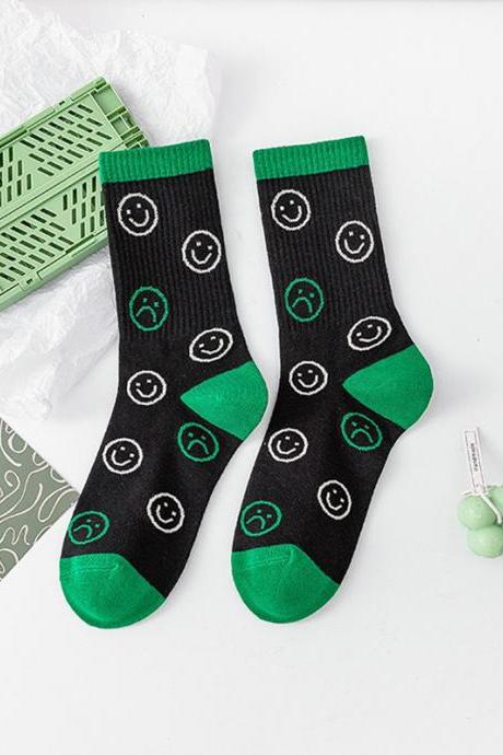 Style D Urban Green Contrast Color Plaid Socks Accessories