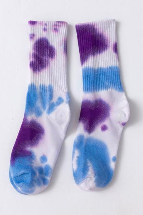 BLUE PURPLE Stylish Cool Colorful Graffiti Socks