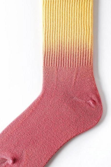 ORANGE RED Stylish Cool Colorful Gradient Socks