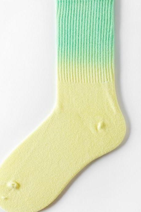 GREEN YELLOW Stylish Cool Colorful Gradient Socks