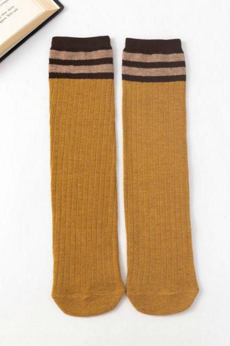 Light Yellow Vintage Contrast Color Striped Socks Accessories