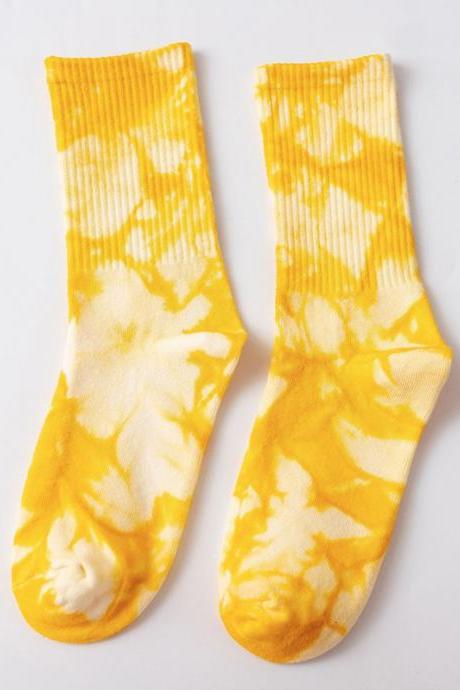 YELLOW Stylish Cool Colorful Tie-Dyed Socks
