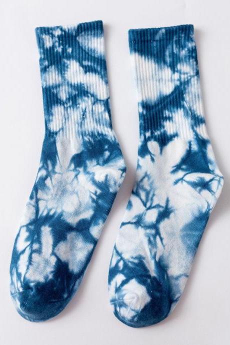 BLUE Stylish Cool Colorful Tie-Dyed Socks