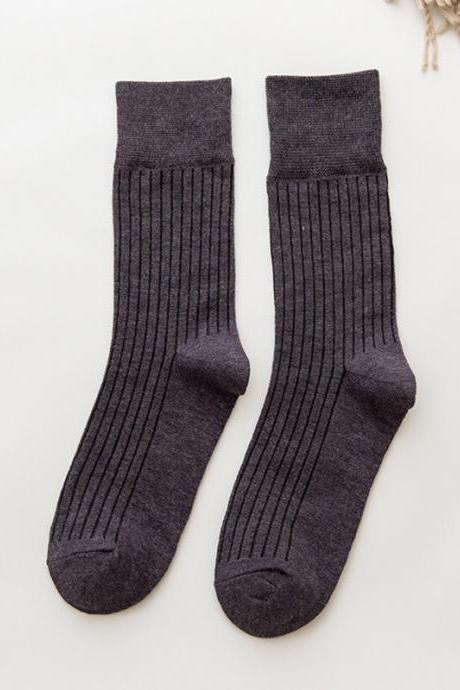 Deep Gray Vintage Knitting Jacquard Solid Color Socks Accessories