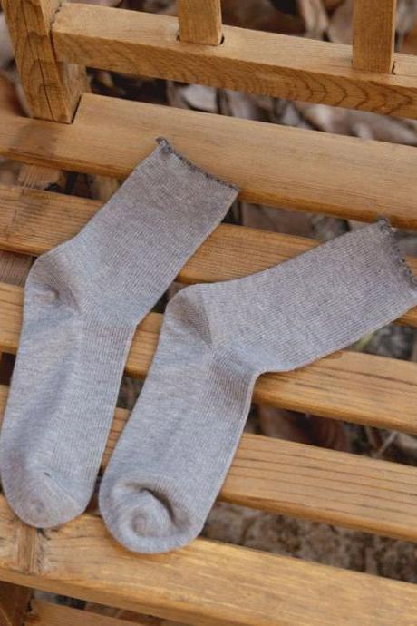 Gray Vintage Keep Warm Solid Color Socks