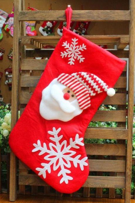 Red Santa Claus&snowman Christmas Socks Gift Pouch Decoration
