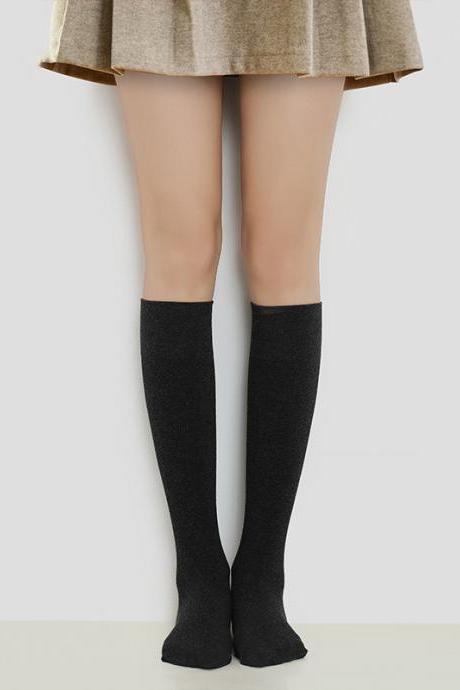Black Medium Size Vintage Solid Color Non-slip Stockings