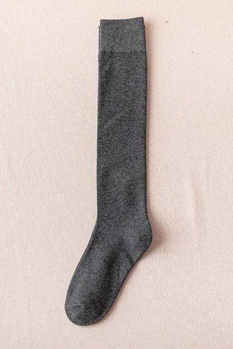 DEEP GRAY Urban Solid Color Cotton Stockings