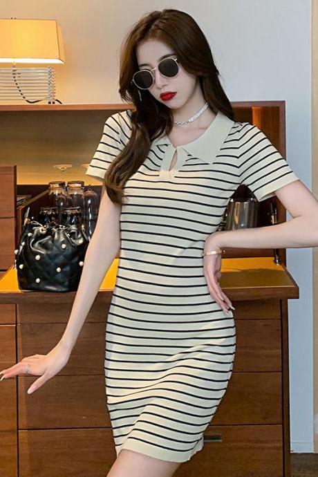 Fashionable Striped Pencil Dress