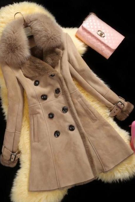 Lapel Fur Collar Long Fur Coat
