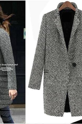 New Ladies Winter Lapel Trench Faux Wool Cashmere Long Coat(CT22110701)