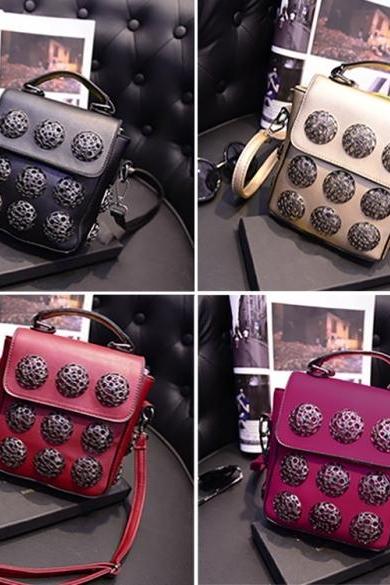 New Fashion Women Synthetic Leather Hollow Out Button Decorated Handbag/Shoulder Bag/Messenger Bag