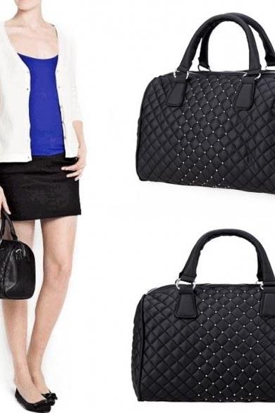 New Women's Black Geometric Handbag Tote Shoulder Cross Bag