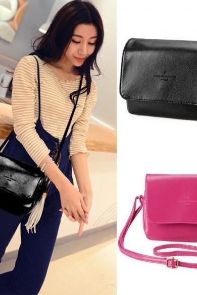 Korean Fashion Women's Synthetic Leather Tassel Small Size Cross Shoulder Bag