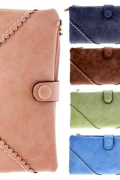 Women&amp;amp;#039;s Fashion Long Wallet Retro Button Handbag Wallet Purse