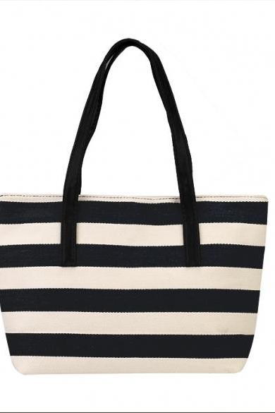 Fashion Women Canvas Splicing Color Shoulder Bag Zipper Closure Medium Casual Shopping Handbag With Scarf