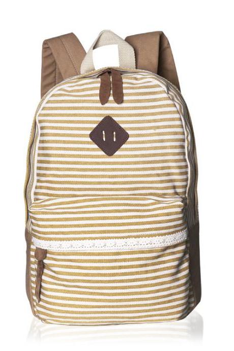 Classical Stripe Lace Canvas Backpack