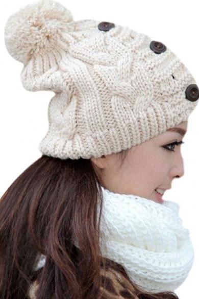 New Fashion Winter Cap Warm Woolen Blend Knitted Stylish Cap Hat