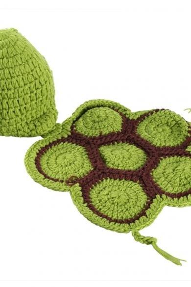 Newborn Baby tortoise hat Infant Knit Sweater Crochet photography prop hat Outfit