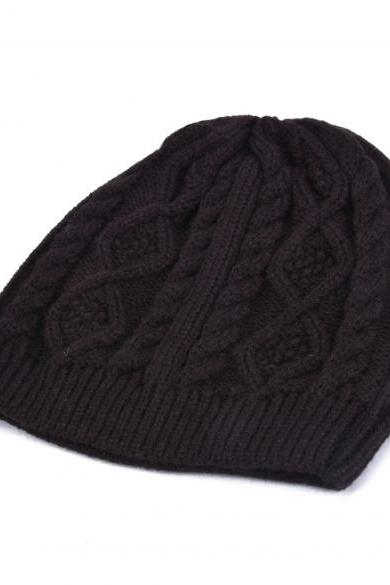 Winter Warm Wool Beanie Cap Women Baggy Crochet Knit Skull Ski Hat