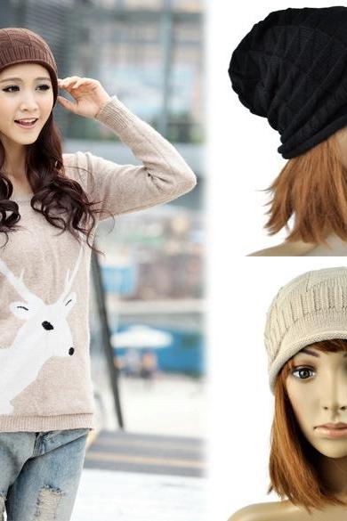 Unisex Wool Winter Crochet Knit Beanie Skullcap Hat