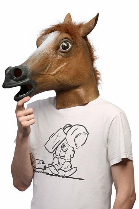 New Creepy Horse Mask Head festival Costume Theater Prop Novelty Latex Rubber