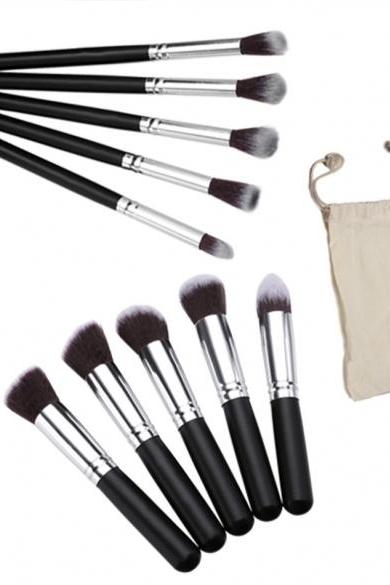 10 PCS Professional Makeup Brush Cosmetic Eyeshadow Face Powder Foundation Lip Brushes Kit Set