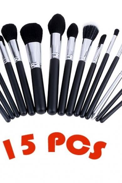 High Quality New Arrival 15 Pcs Black Makeup Brushes Set Cosmetic Kits
