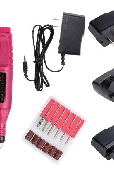 Fast Nail Art Drill Kit Set Electric File Buffer Bits Acrylic Portable Salon Machine US/EU/UK Plug
