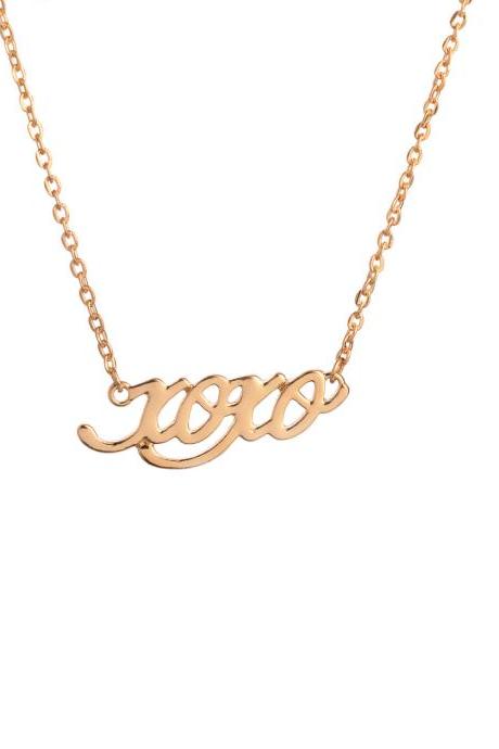 Xoxo Hugs And Kisses Letter Pendant Chain Necklace In Gold Or Silver
