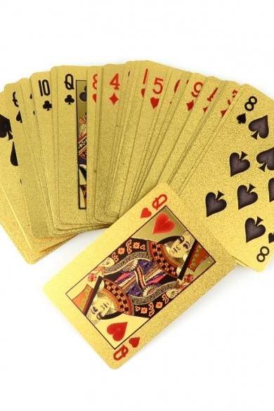 New 24K Karat Gold Foil Plated USD Poker Playing Cards
