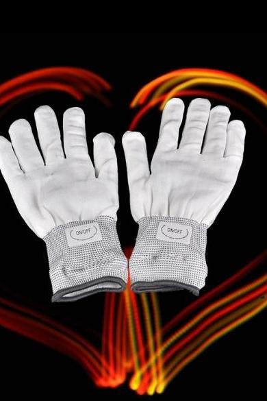 LED Rave Flashing Gloves Glow 7 Mode Light Up Finger Lighting White