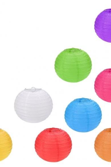 8inch 8pcs Round Paper Lanterns Multi-colors Wedding Festival Party Decor