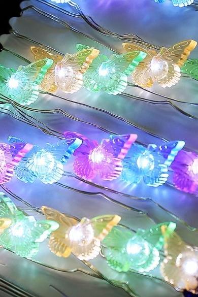 3m 40 Led Copper Wire String Light Butterfly Battery Power Party Christmas Decor Light With Remote Control