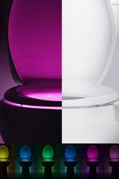New LED Toilet Bathroom Night Light Human Motion Activated Seat Sensor Lamp