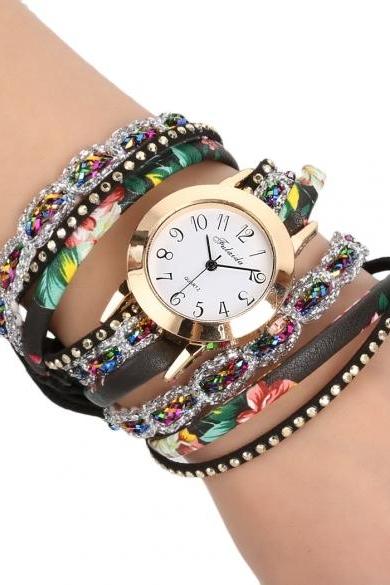 Women&amp;amp;#039;s Multi-strap Bracelet Watch Round Dial Quartz Wrap Wristwatch