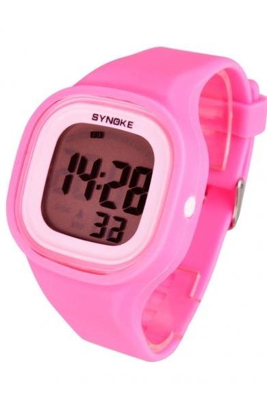 Fashion Unisex Waterproof Silicone Candy Color Square Led Digital Casual Sports Wrist Watch