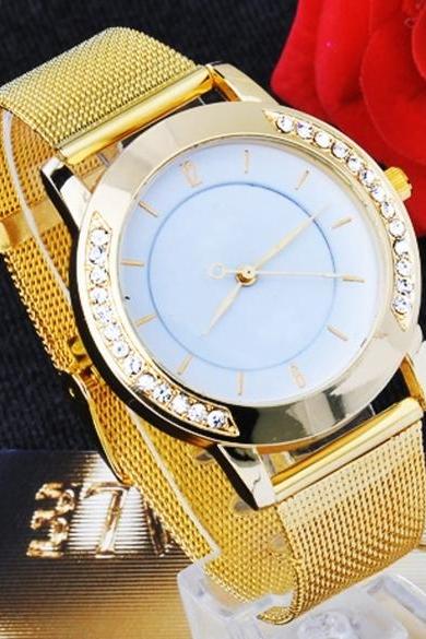 1 Pcs Classic Watch Women's Wrist Quartz Dress Watch Gold