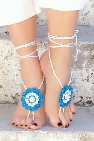Fashion Women Knit Hand-made Crochet Floral Lace Up Casual Beach Party Anklets