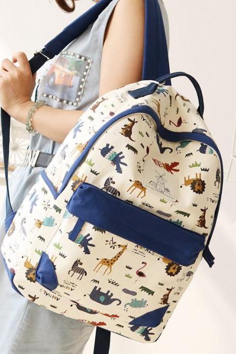 Cute Animal Print Female Travel Leisure Fresh School Backpack