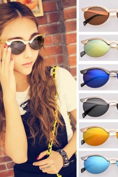 Classic Retro Unisex Fashion Vintage Style Semi-rimless Sunglasses