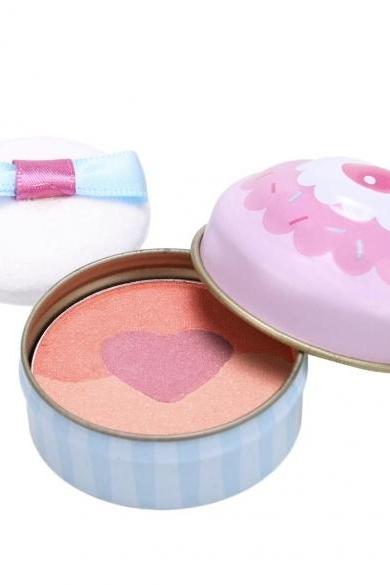 3 Colors Face Pressed Powder Blush Blusher Soft Natural Cheek Makeup Cosmetics With Puff