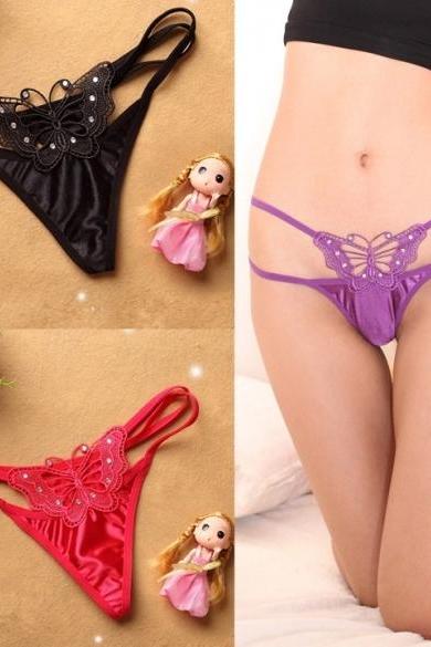 New Fashion Women Sexy Underwear Slim Sexy Hollow Out Bow Lingerie G-String Brief
