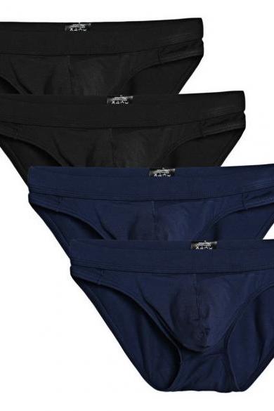 Ekouaer Men Briefs Solid Soft Medium Waist Daily Underwear Full-cut Pack Of 4